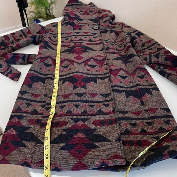 ELLABEE | Aztec print wool blend hooded thick lined fall winter warm coat jacket - Picture 11 of 16